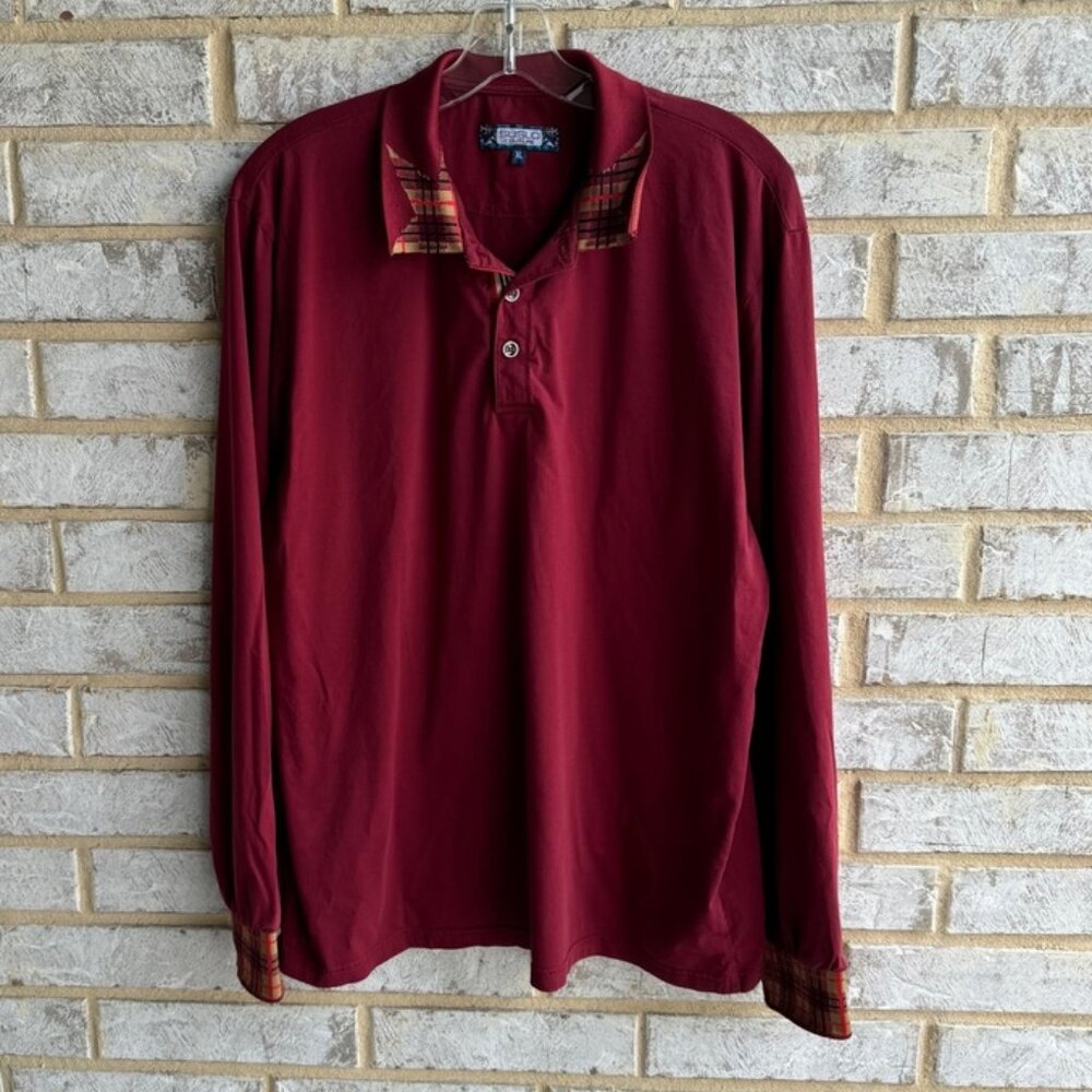 Suslo Couture Long Sleeve Polo 1/4 Button Shirt Men's Size XL.
